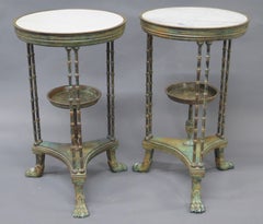 Pair of Louis XVI-Style Patinated Bronze Gueridons (Tables)