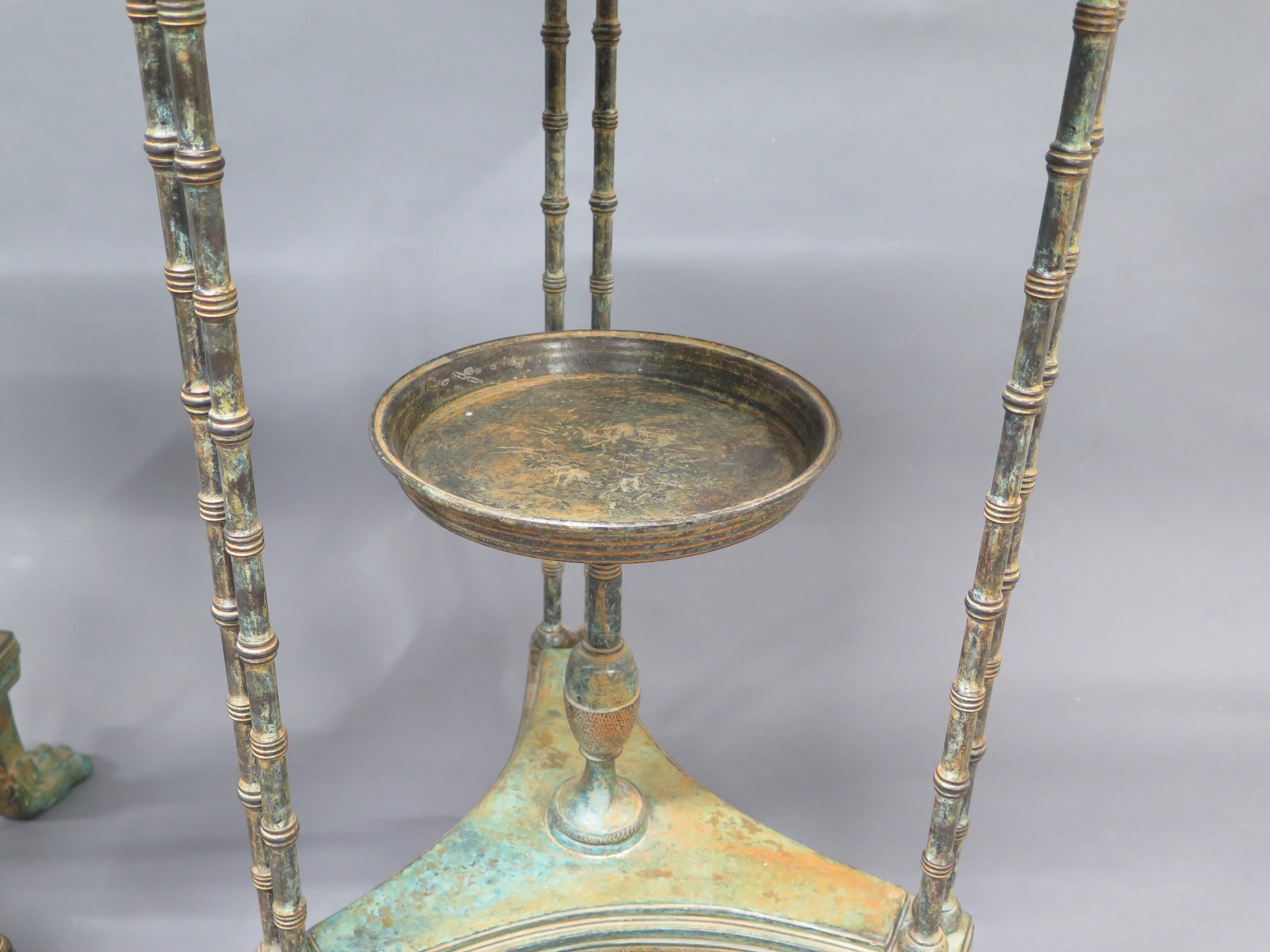 19th Century Pair of Louis XVI-Style Patinated Bronze Gueridons (Tables) For Sale