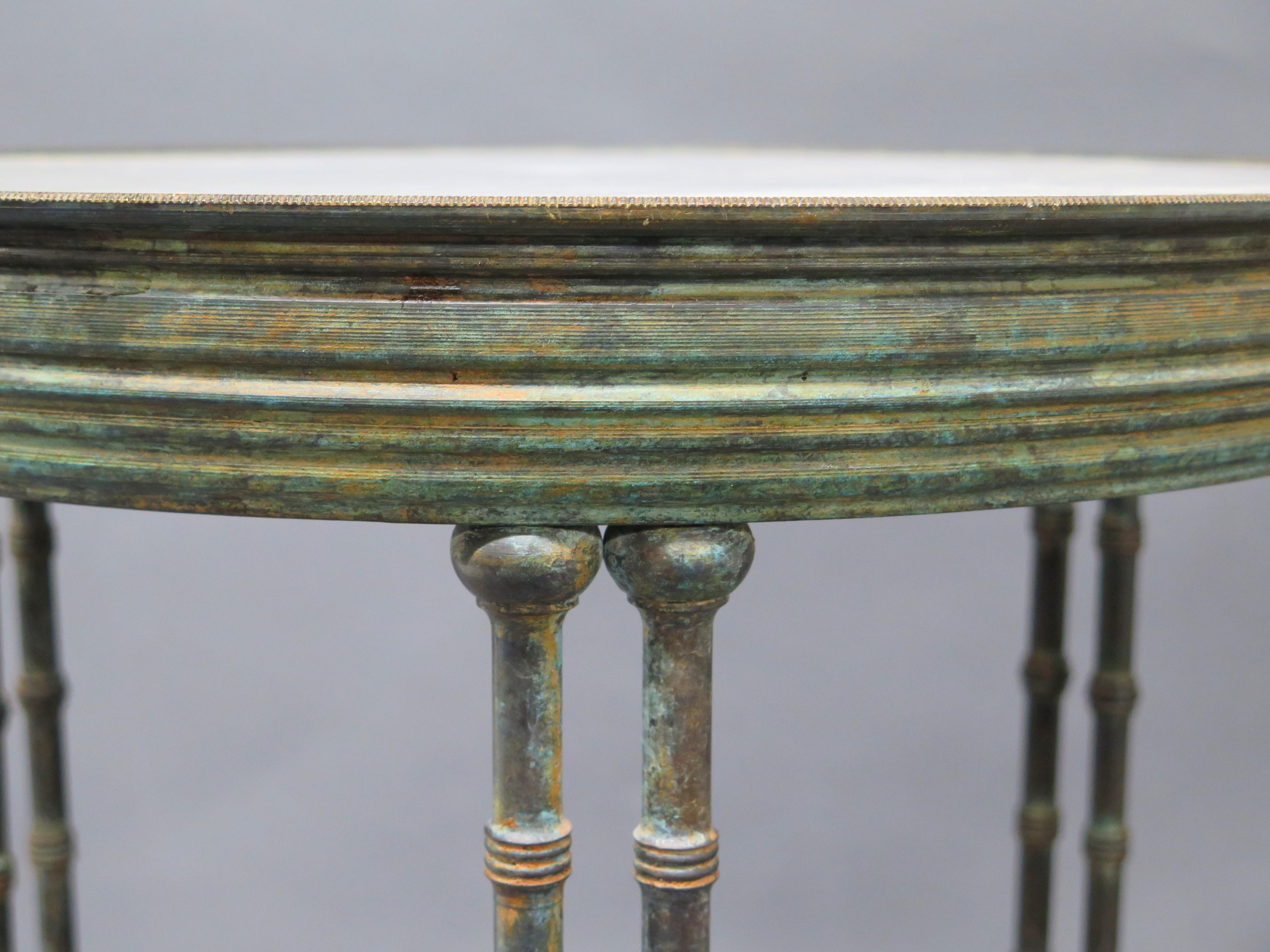 Pair of Louis XVI-Style Patinated Bronze Gueridons (Tables) For Sale 2