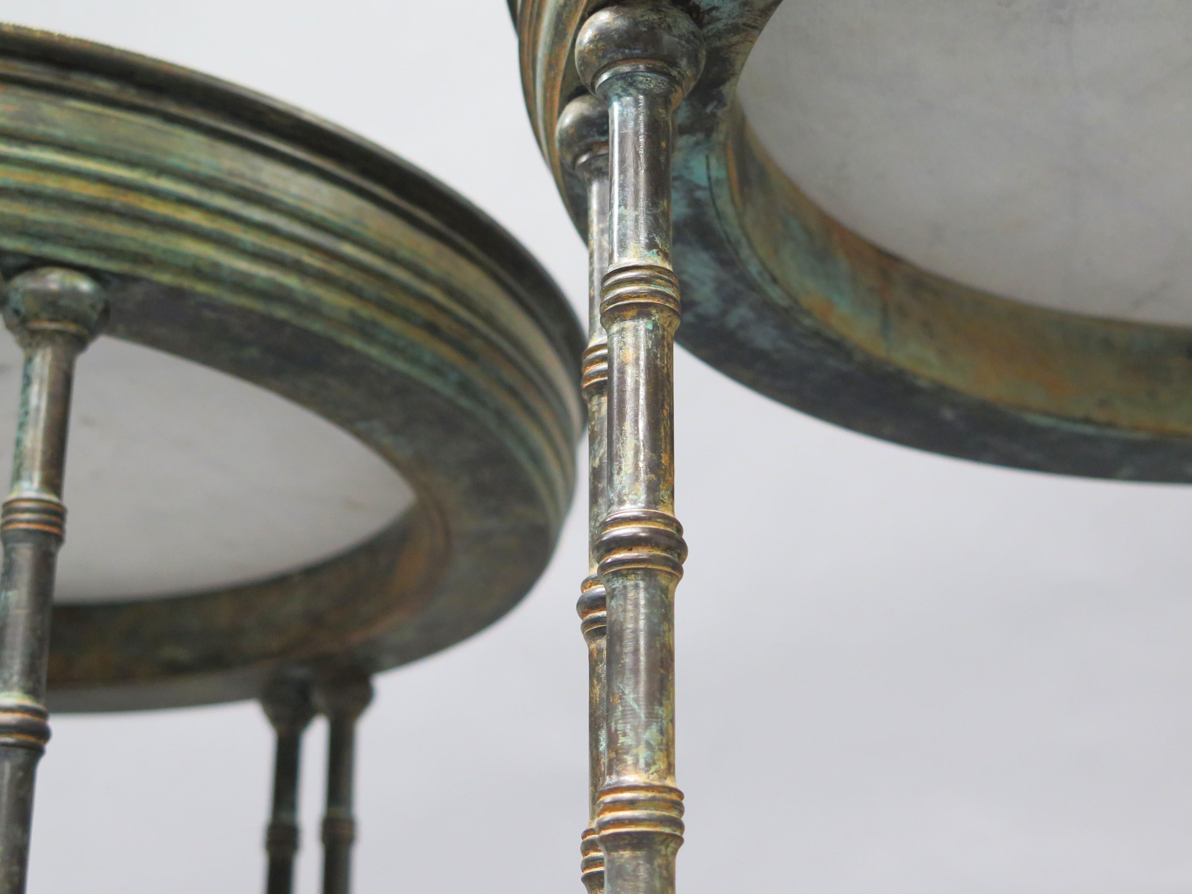 Pair of Louis XVI-Style Patinated Bronze Gueridons (Tables) For Sale 3