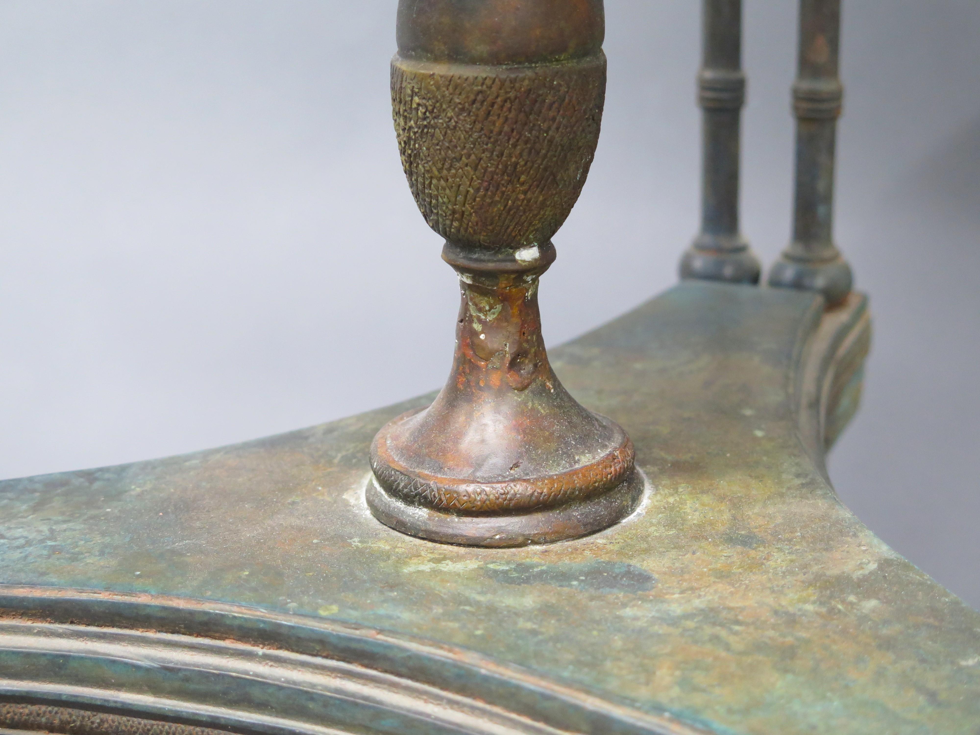 Pair of Louis XVI-Style Patinated Bronze Gueridons (Tables) For Sale 4