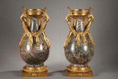 Pair of Louis XVI style Russia Jasper Vases, 19th century