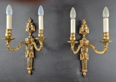 Pair Of Louis XVI Style Sconces In Gilt Bronze
