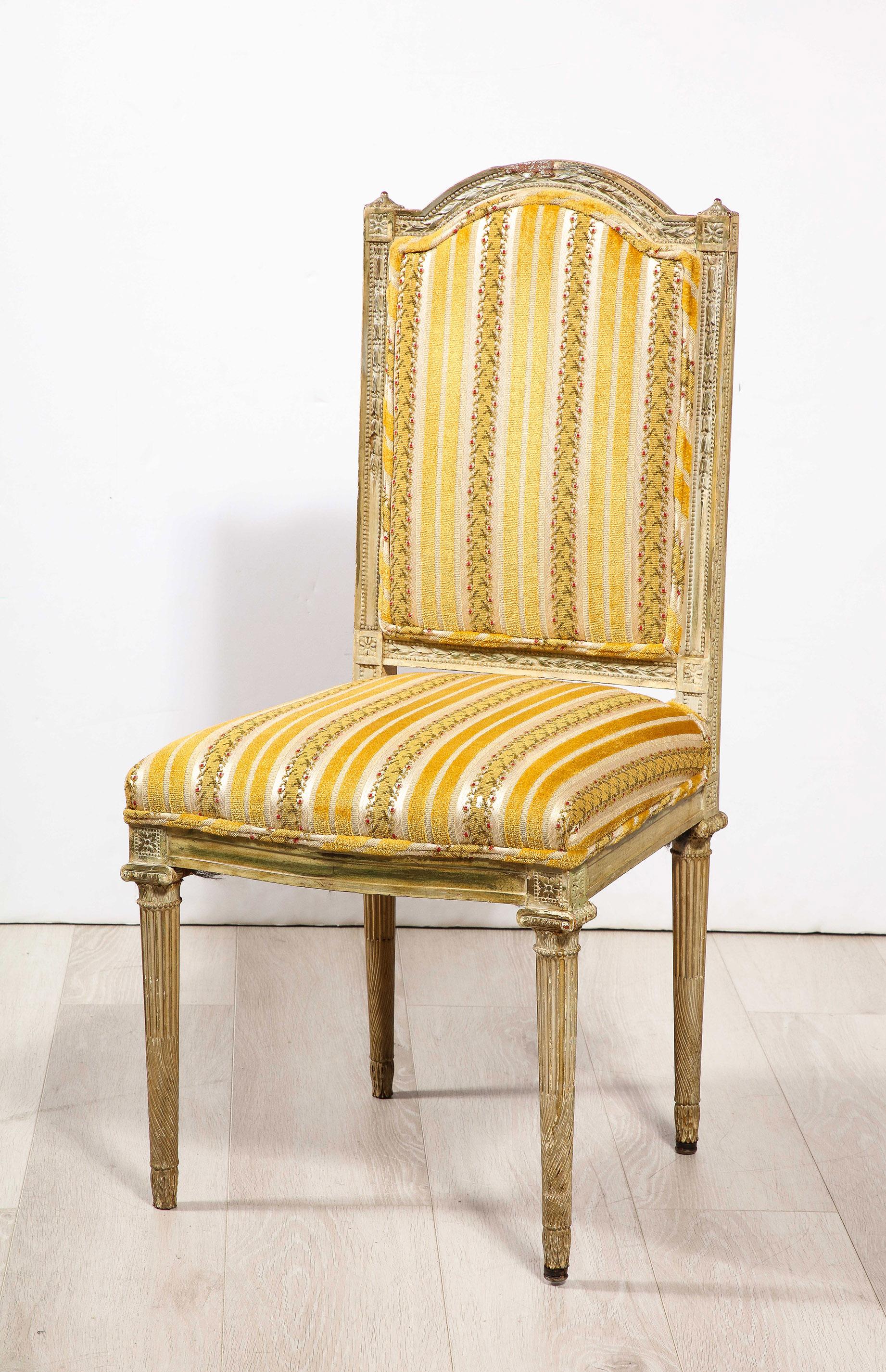 Hand-Painted Pair of Louis XVI Style Side Chairs For Sale
