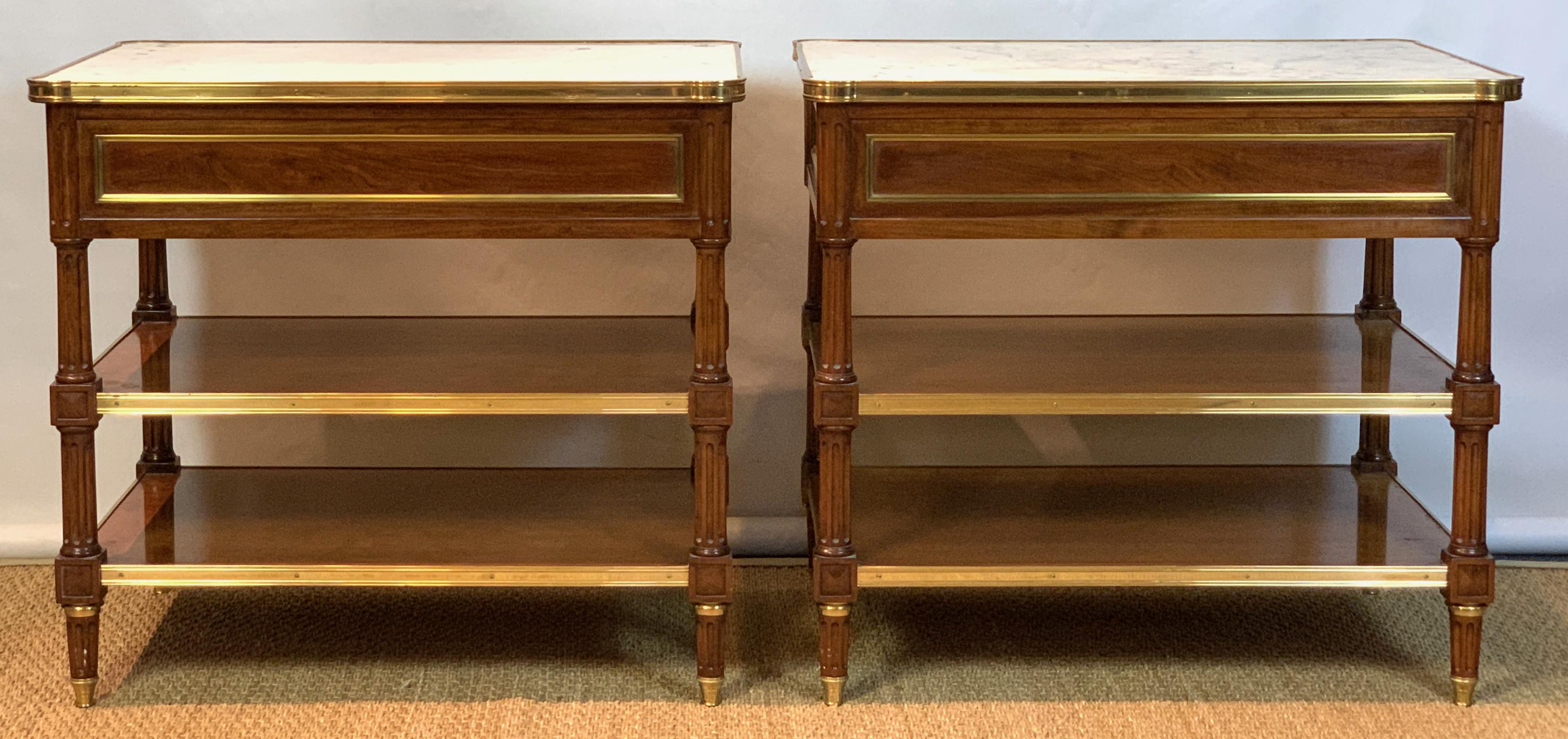 Hand-Crafted Pair of Louis XVI Style Side Tables