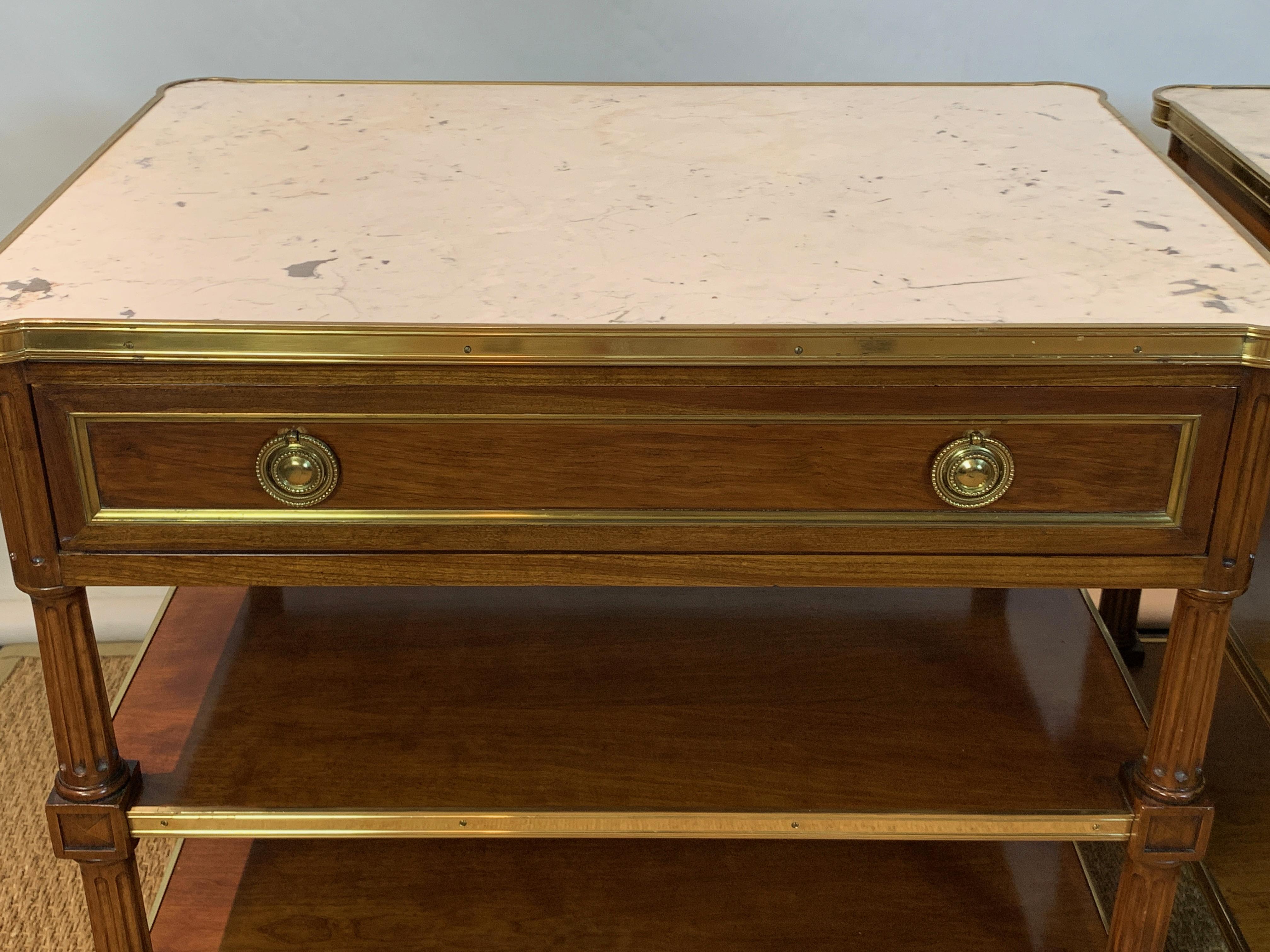 Mahogany Pair of Louis XVI Style Side Tables