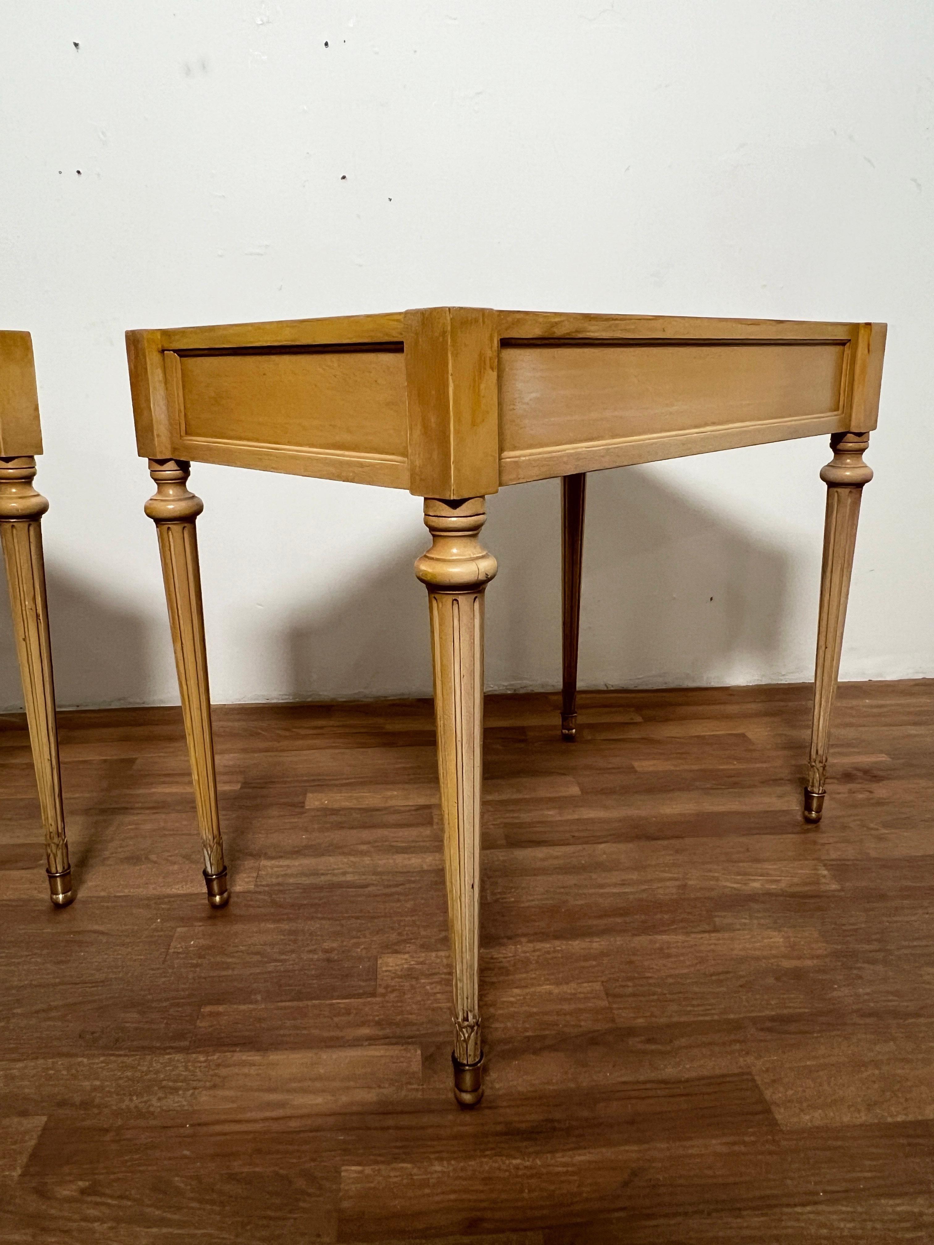 Pair of Louis XVI Style Side Tables With Leather Tops by F & G Furniture, 1950s For Sale 5