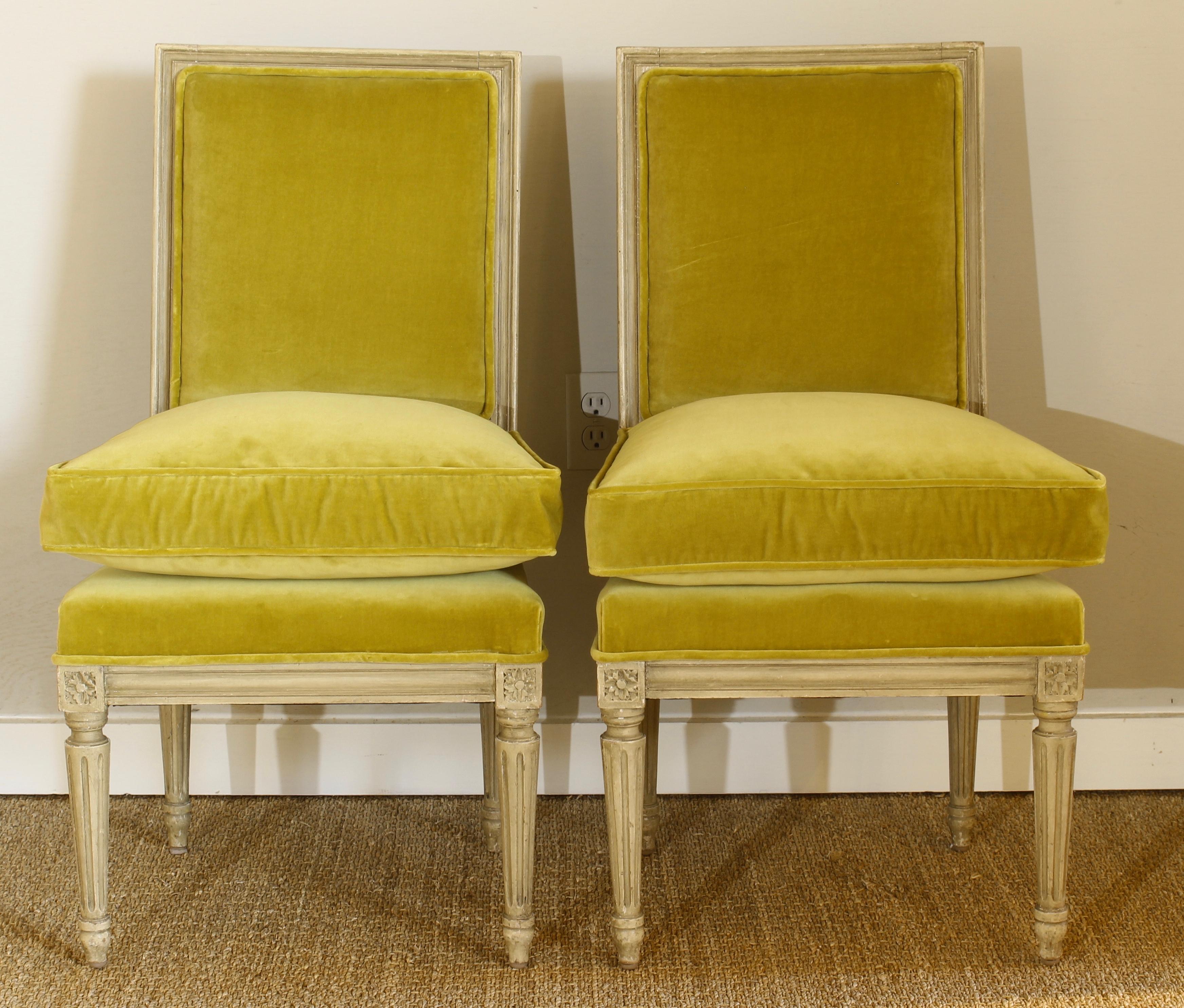 French Pair of Louis XVI Style Slipper Chairs