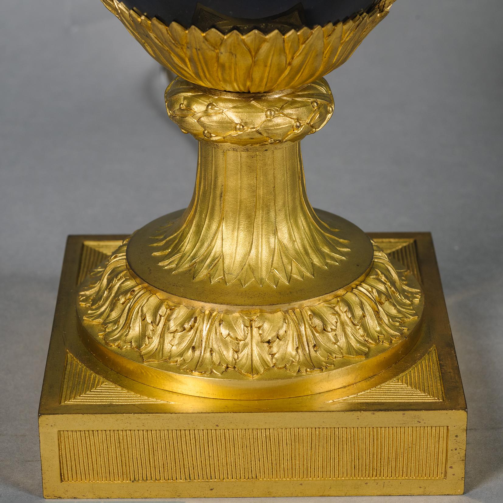 Pair Of Louis XVI Style Three-Light Vase Candelabra For Sale 3