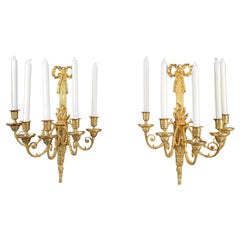 Pair Of Louis XVI Style Wall Lamps In Gilt Bronze