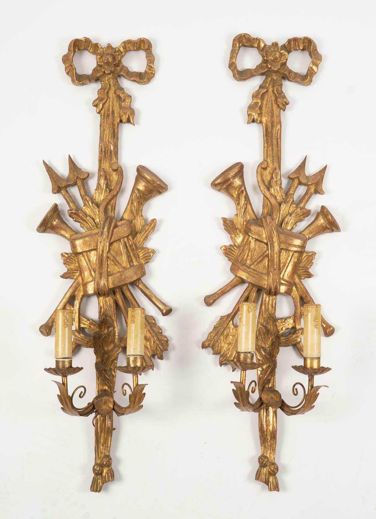 Pareja de apliques de pared estilo Luis XVI, principios del siglo XX, estilo Napoleón III. Francés en venta