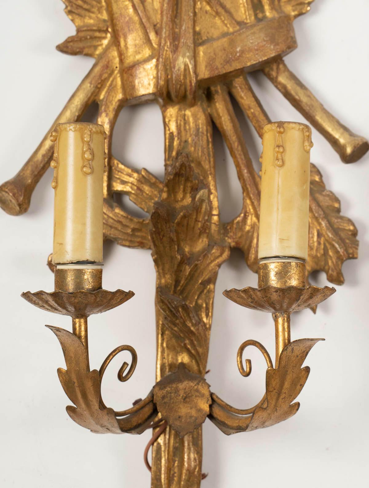 Pareja de apliques de pared estilo Luis XVI, principios del siglo XX, estilo Napoleón III. en Bueno estado para la venta en Saint-Ouen, FR