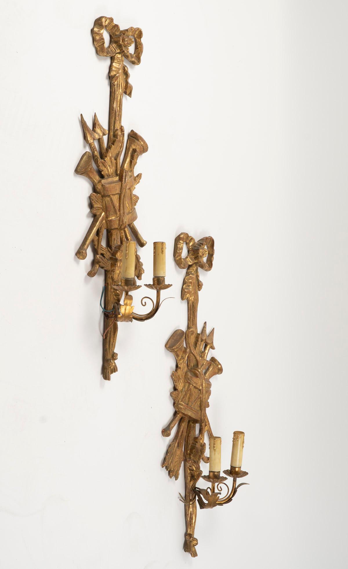 Pareja de apliques de pared estilo Luis XVI, principios del siglo XX, estilo Napoleón III. en venta 3