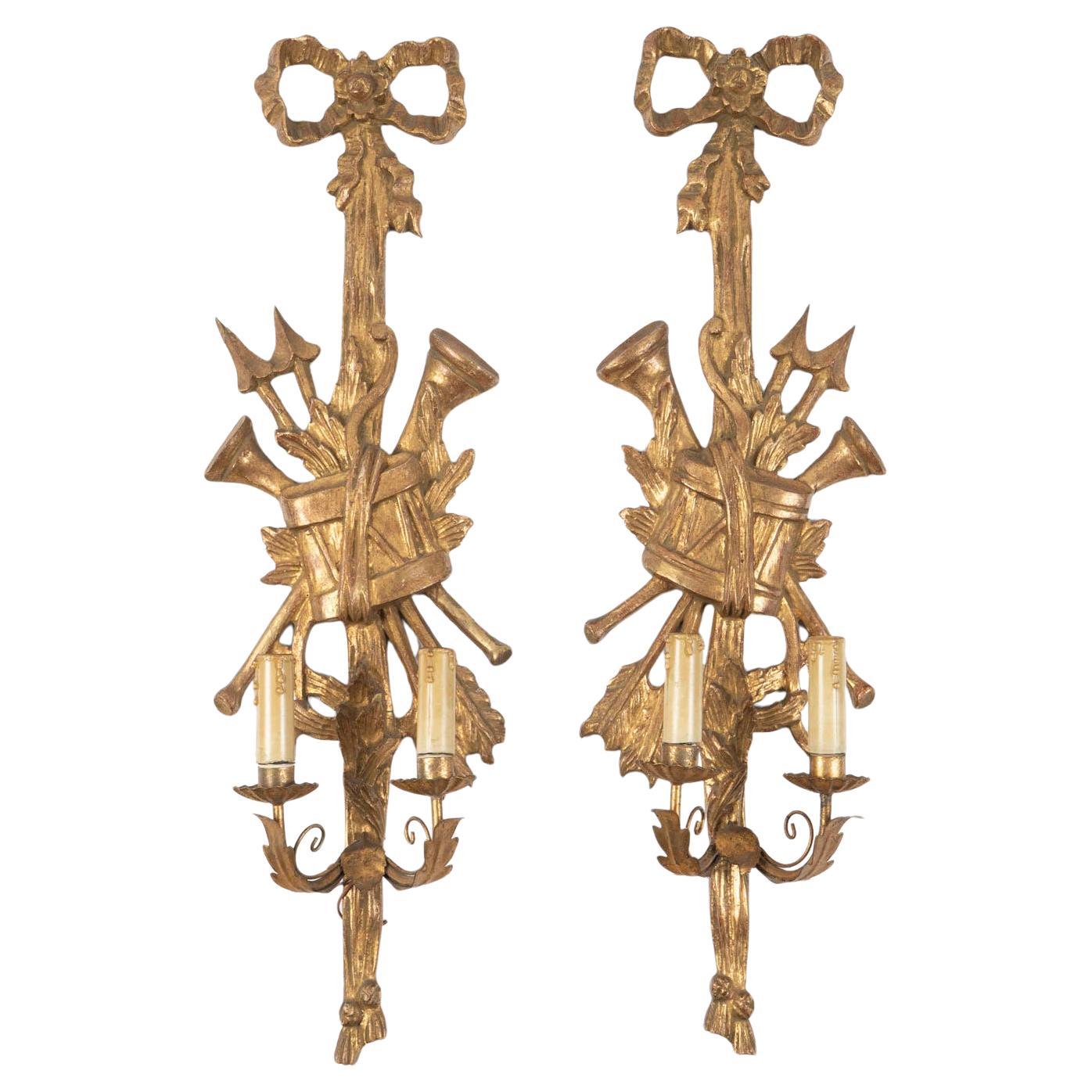 Pair of Louis XVI Style Wall Sconces, Early 20th Century, Napoleon III Style.