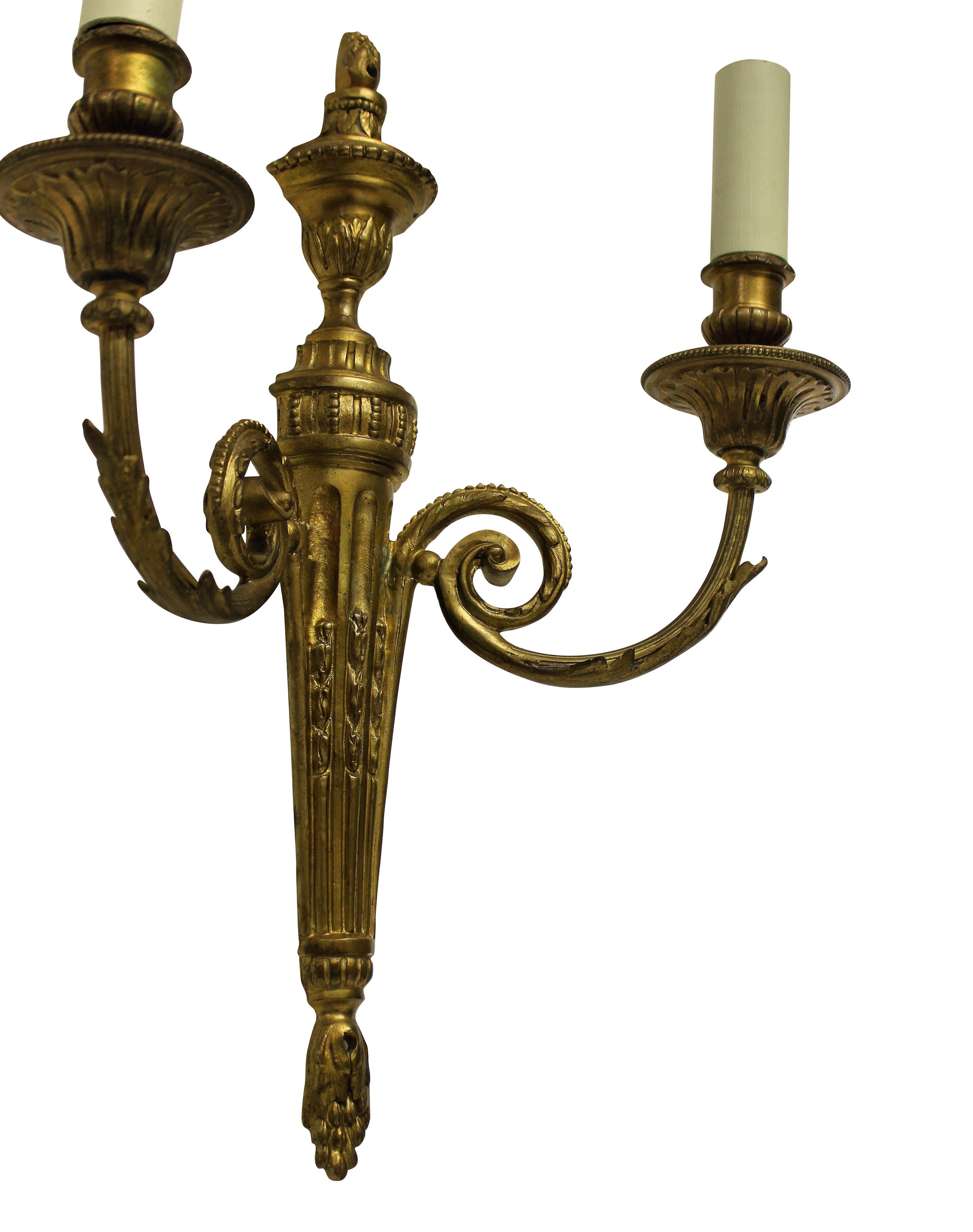 Gilt Pair of Louis XVI Style Wall Sconces