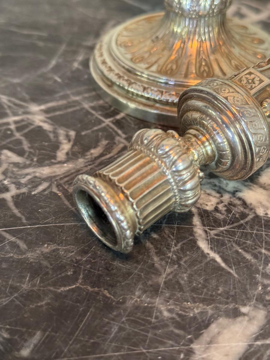 Pareja De Candeleros Wolfers Estilo Luis XVI, Plata de Ley, Sello 950/1000 Luis XIV en venta