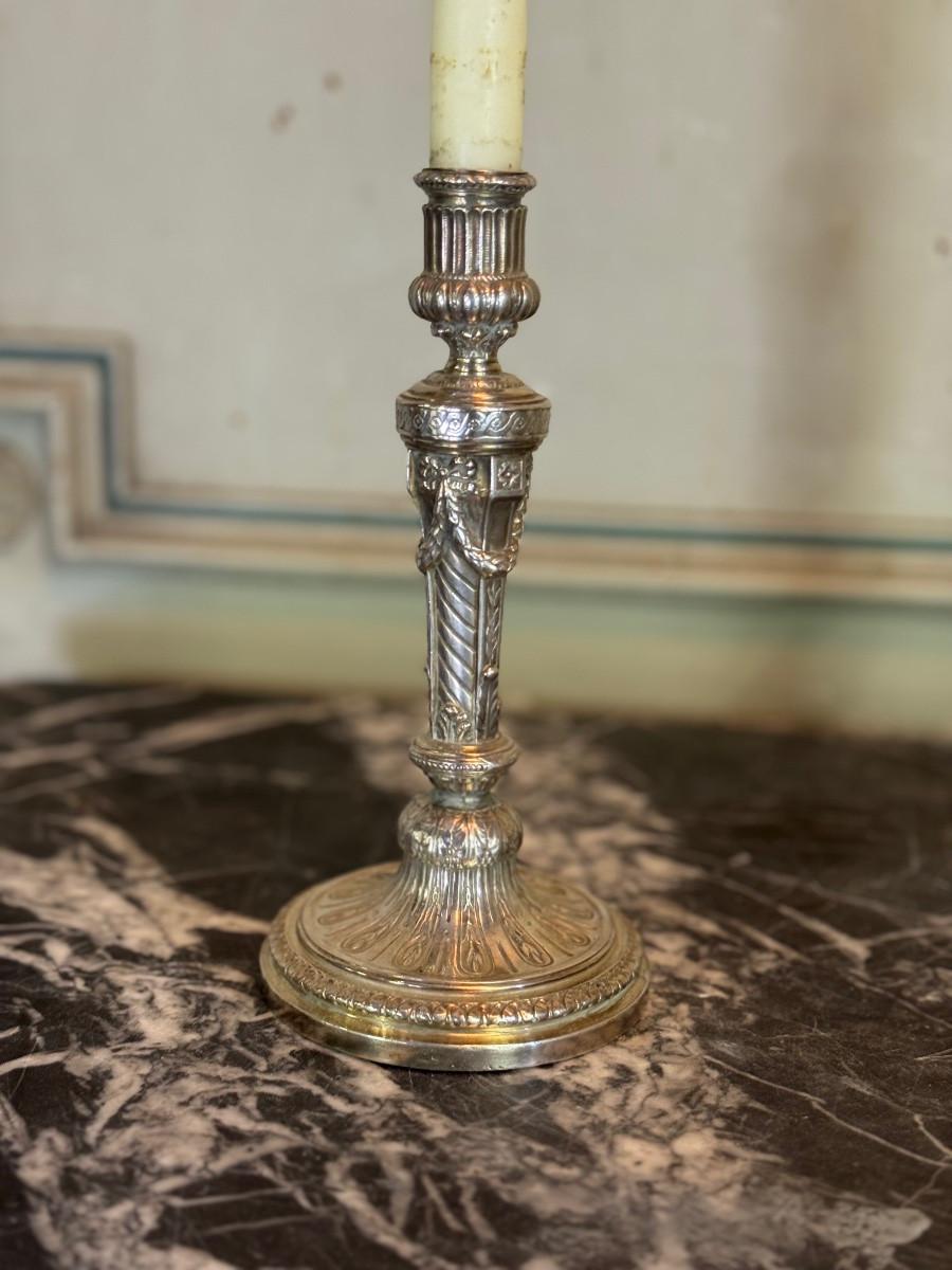 Pareja De Candeleros Wolfers Estilo Luis XVI, Plata de Ley, Sello 950/1000 en venta 2