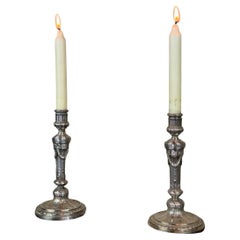 Pair Of Louis XVI Style Wolfers Candlesticks, Sterling Silver, Hallmark 950/1000