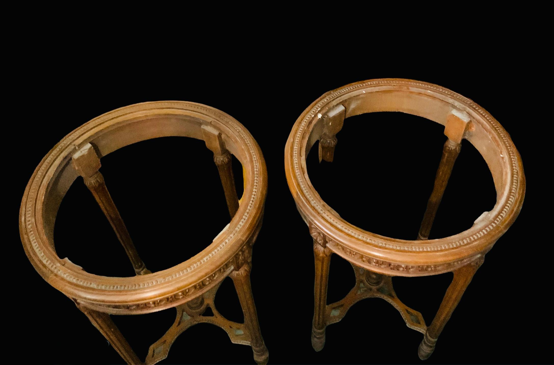 Pair Of Louis XVI Style Wood And Green Marble Top Side/End Tables 8
