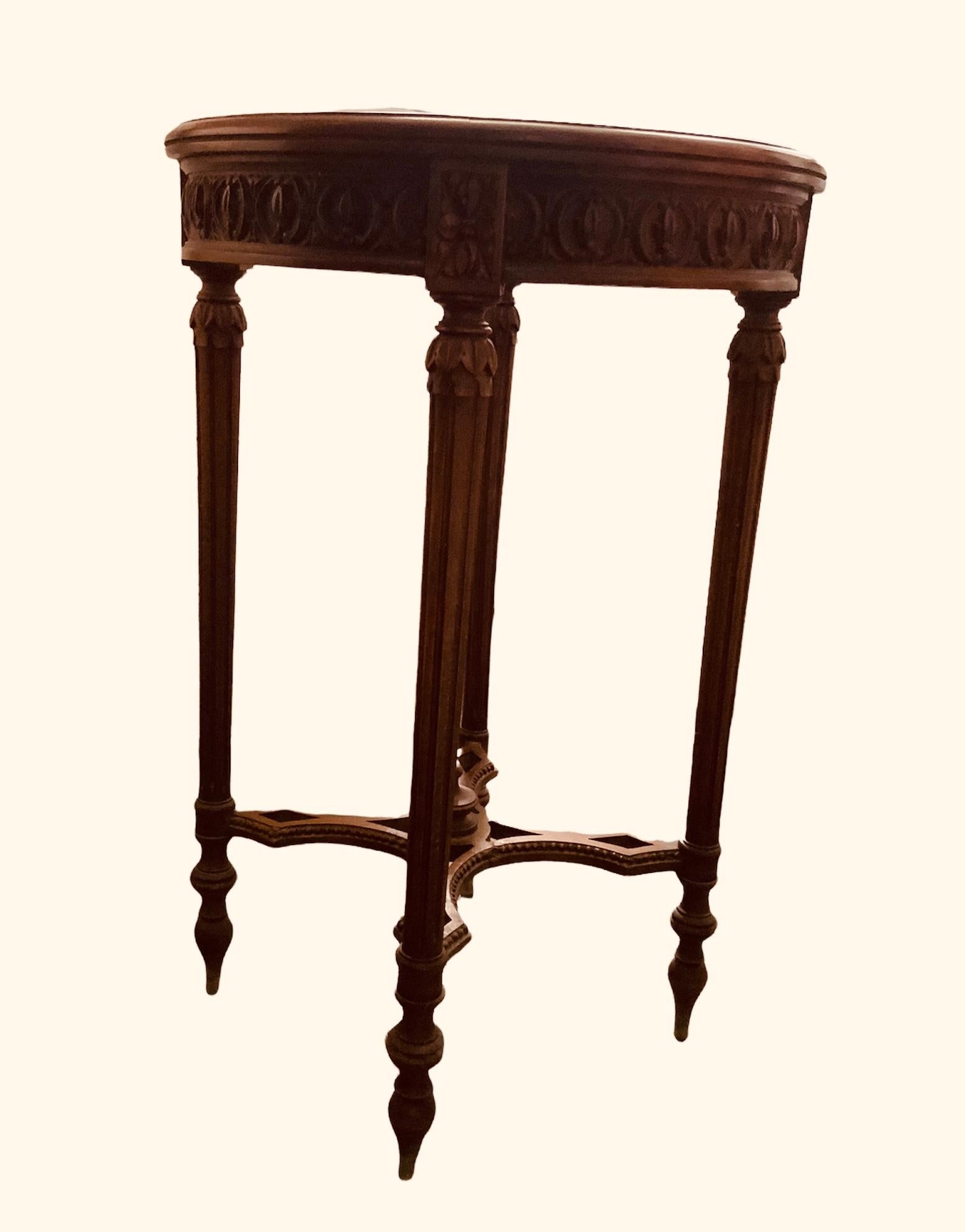 20th Century Pair Of Louis XVI Style Wood And Green Marble Top Side/End Tables