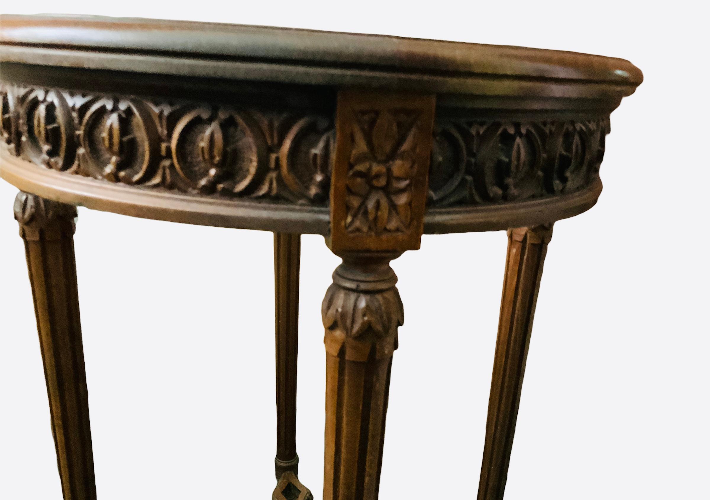 Pair Of Louis XVI Style Wood And Green Marble Top Side/End Tables 1