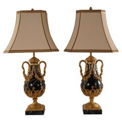 Pair of Louis XVI Swan Marble Lamps