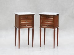Pair of Louis XVI Three Drawer Nightstands/Side Cabinets c1950 France