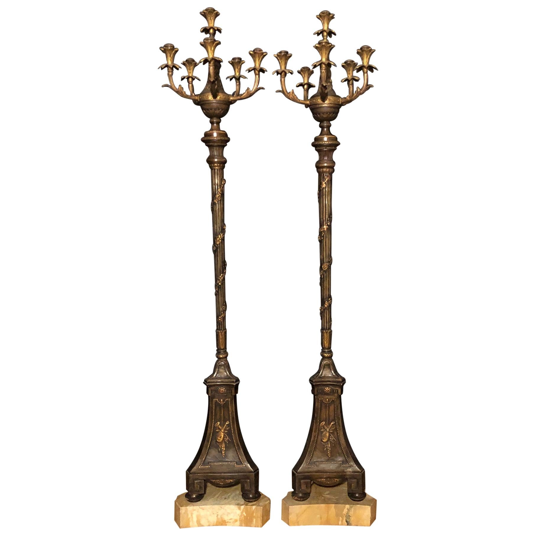 Pair of Louis XVI Style Floor Torchieres