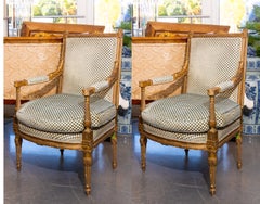 Pair of Louis XVI Upholstered Arm Chairs