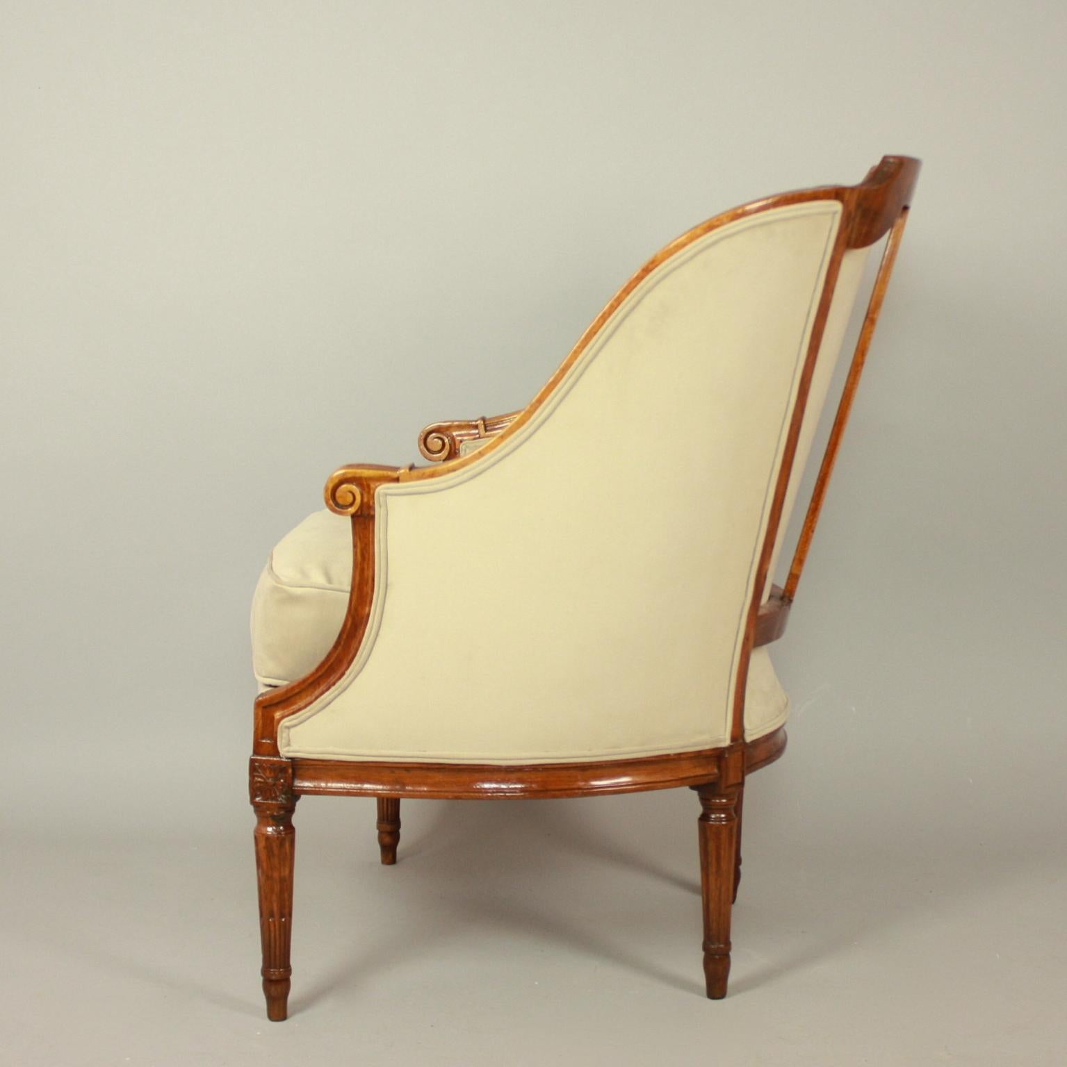 Pair of Louis XVI Walnut Bergeres or Armchairs, French, circa 1780 5
