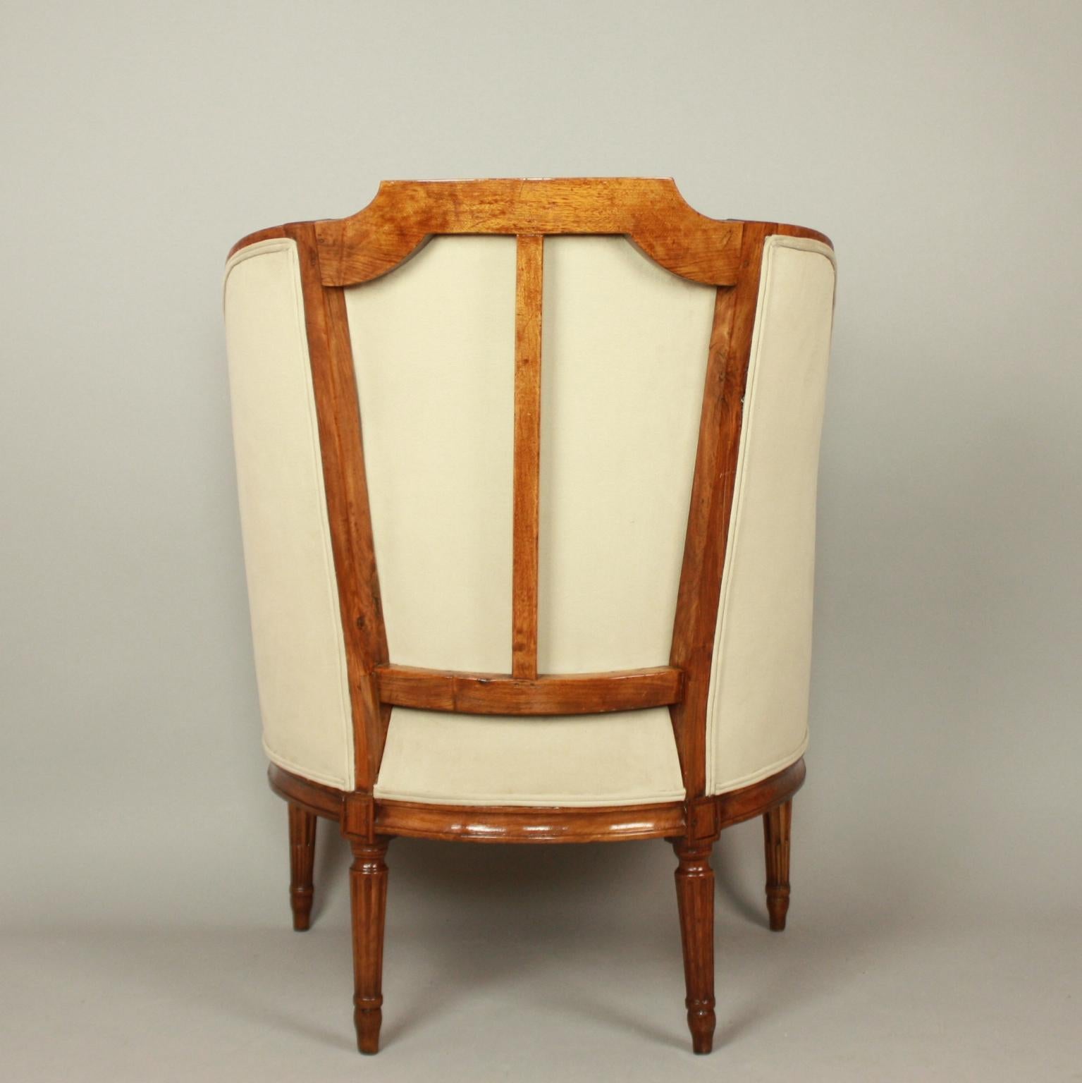 Pair of Louis XVI Walnut Bergeres or Armchairs, French, circa 1780 6