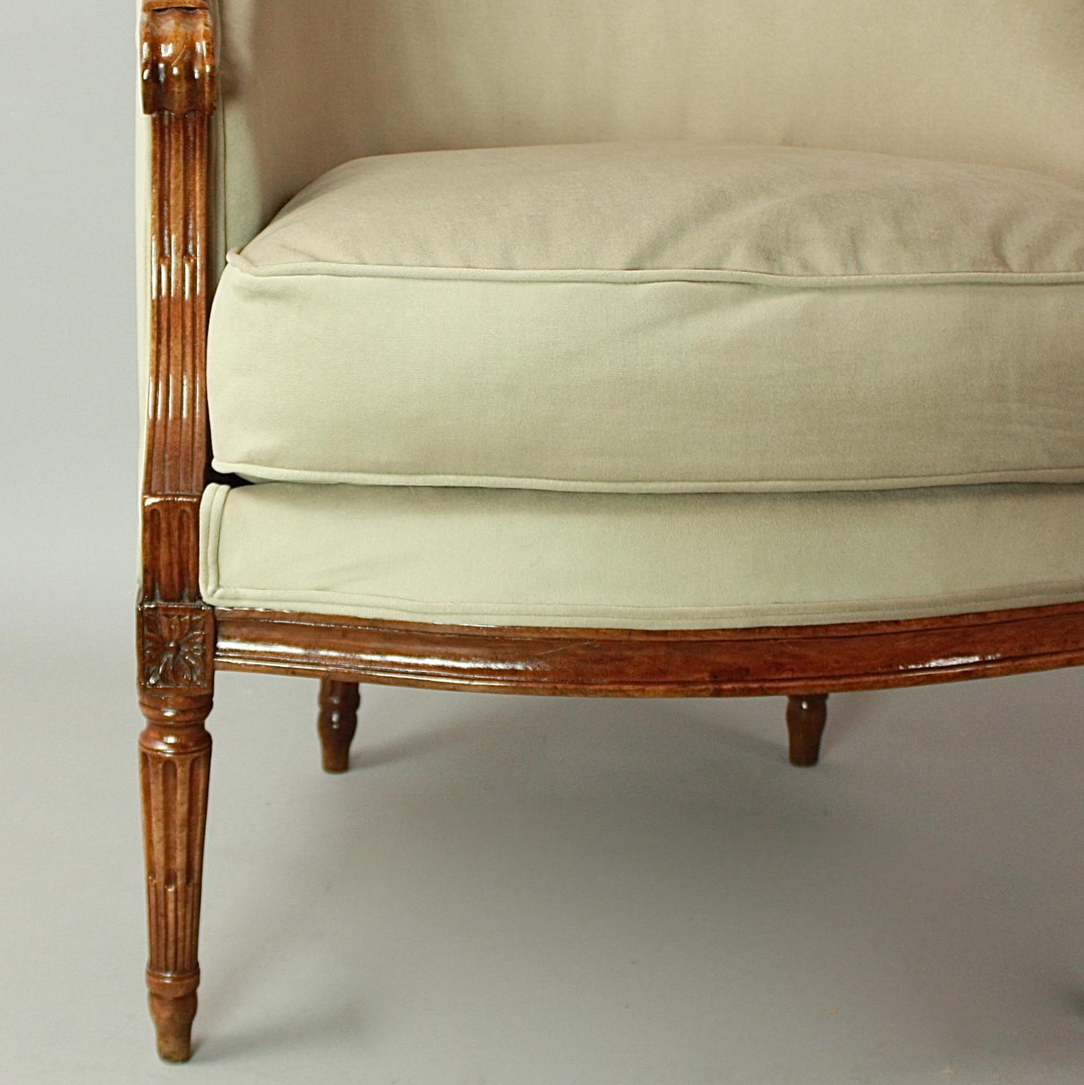 Pair of Louis XVI Walnut Bergeres or Armchairs, French, circa 1780 4