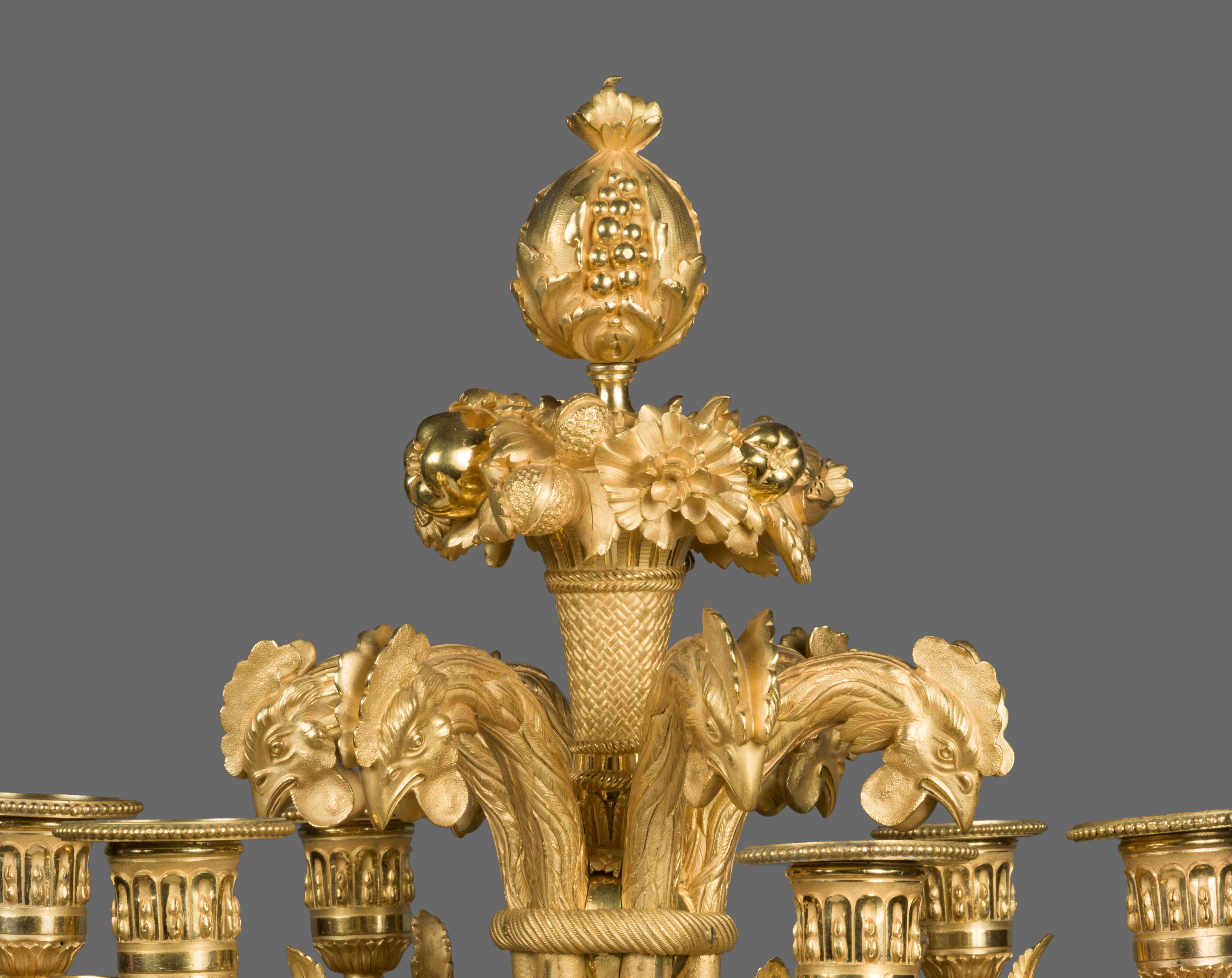 Pair of candlesticks. Bronze (blued and gilt). France, circa 1800. In Good Condition For Sale In Madrid, ES