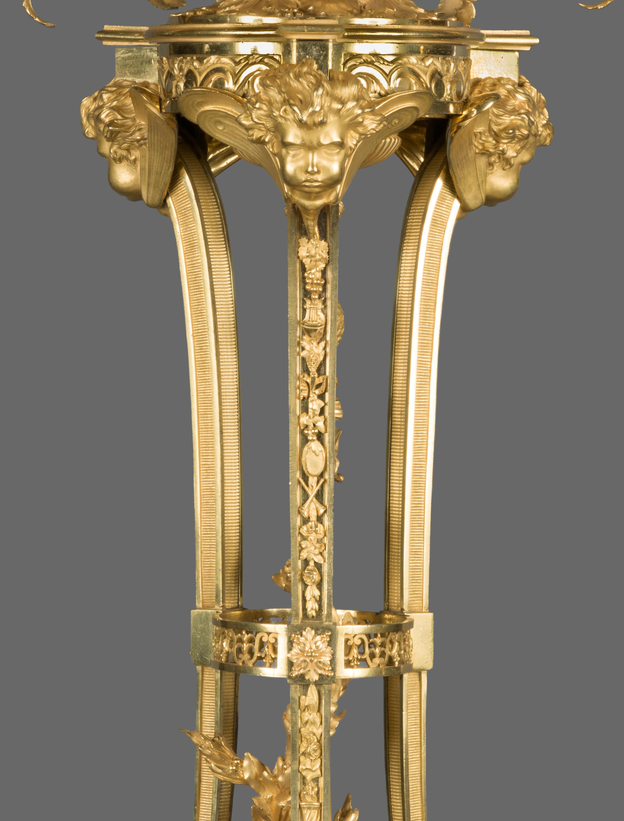 19th Century Pair of candlesticks. Bronze (blued and gilt). France, circa 1800. For Sale