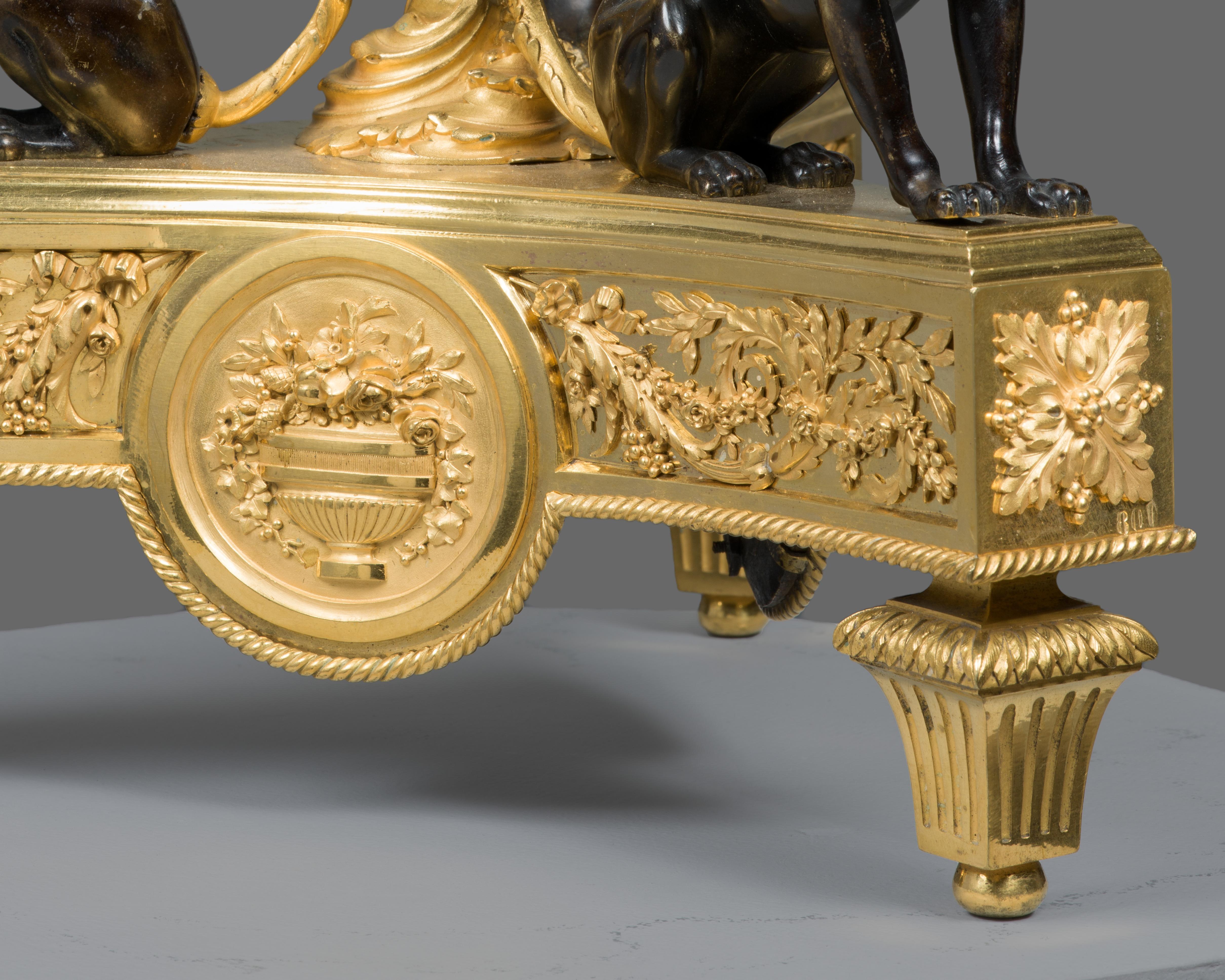 Pair of candlesticks. Bronze (blued and gilt). France, circa 1800. For Sale 1