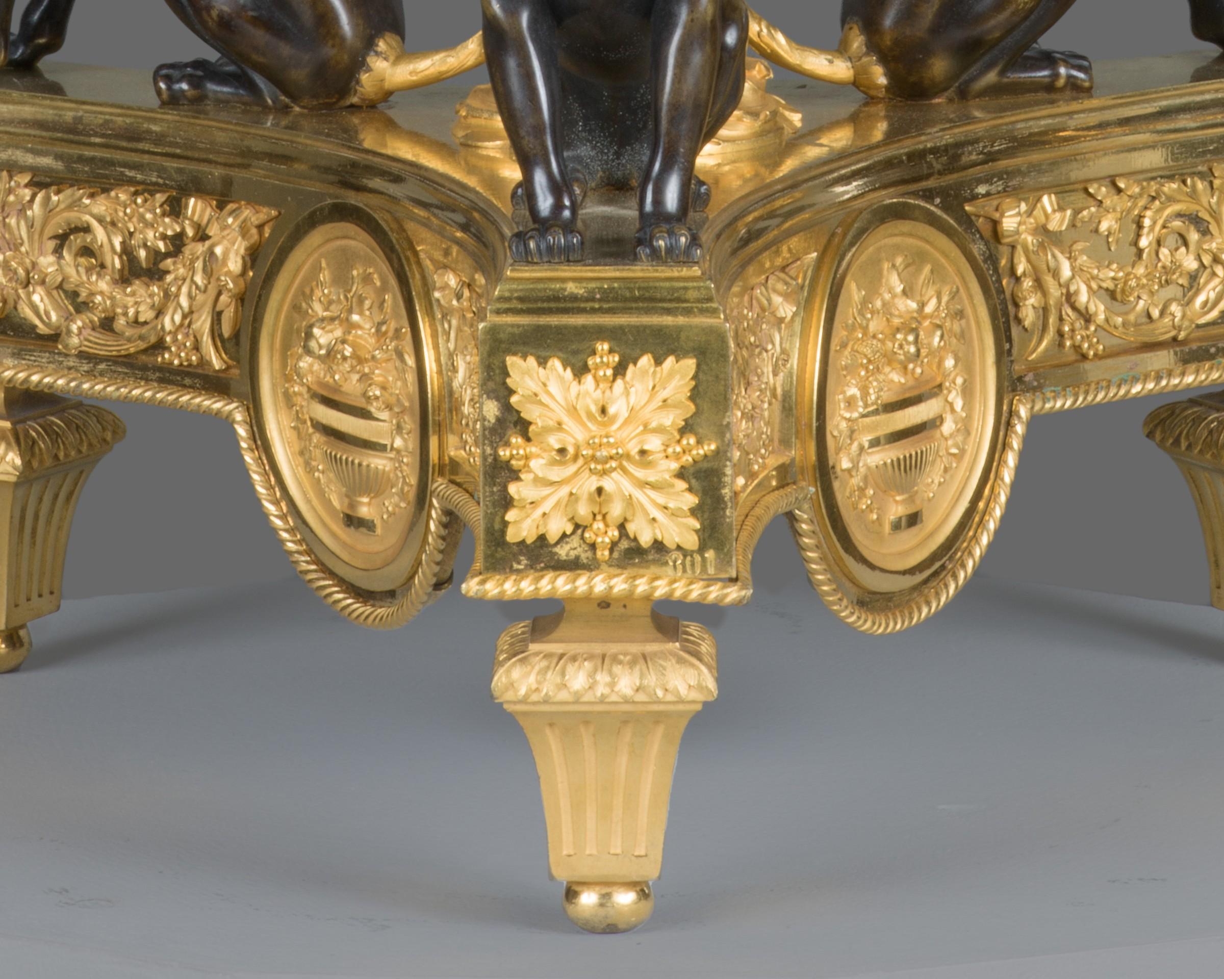 Pair of candlesticks. Bronze (blued and gilt). France, circa 1800. For Sale 2
