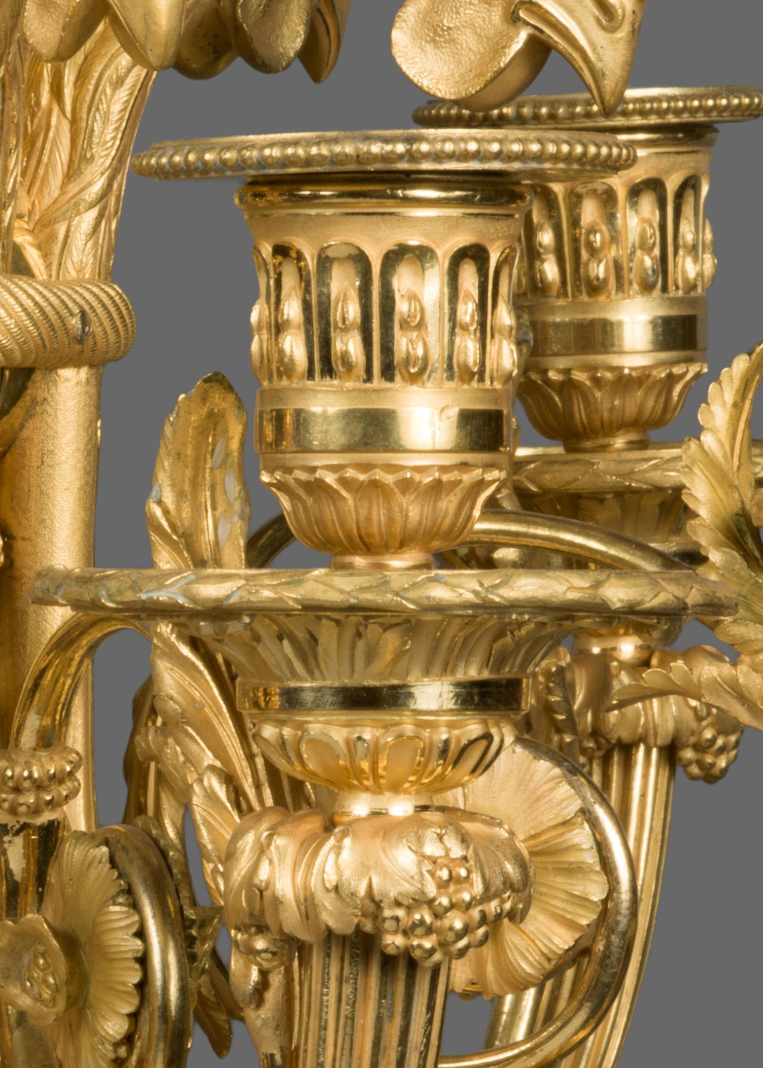 Pair of candlesticks. Bronze (blued and gilt). France, circa 1800. For Sale 3