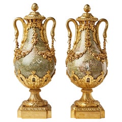 Pair of Louis Xvl Style Marble Urns, Late 19th C