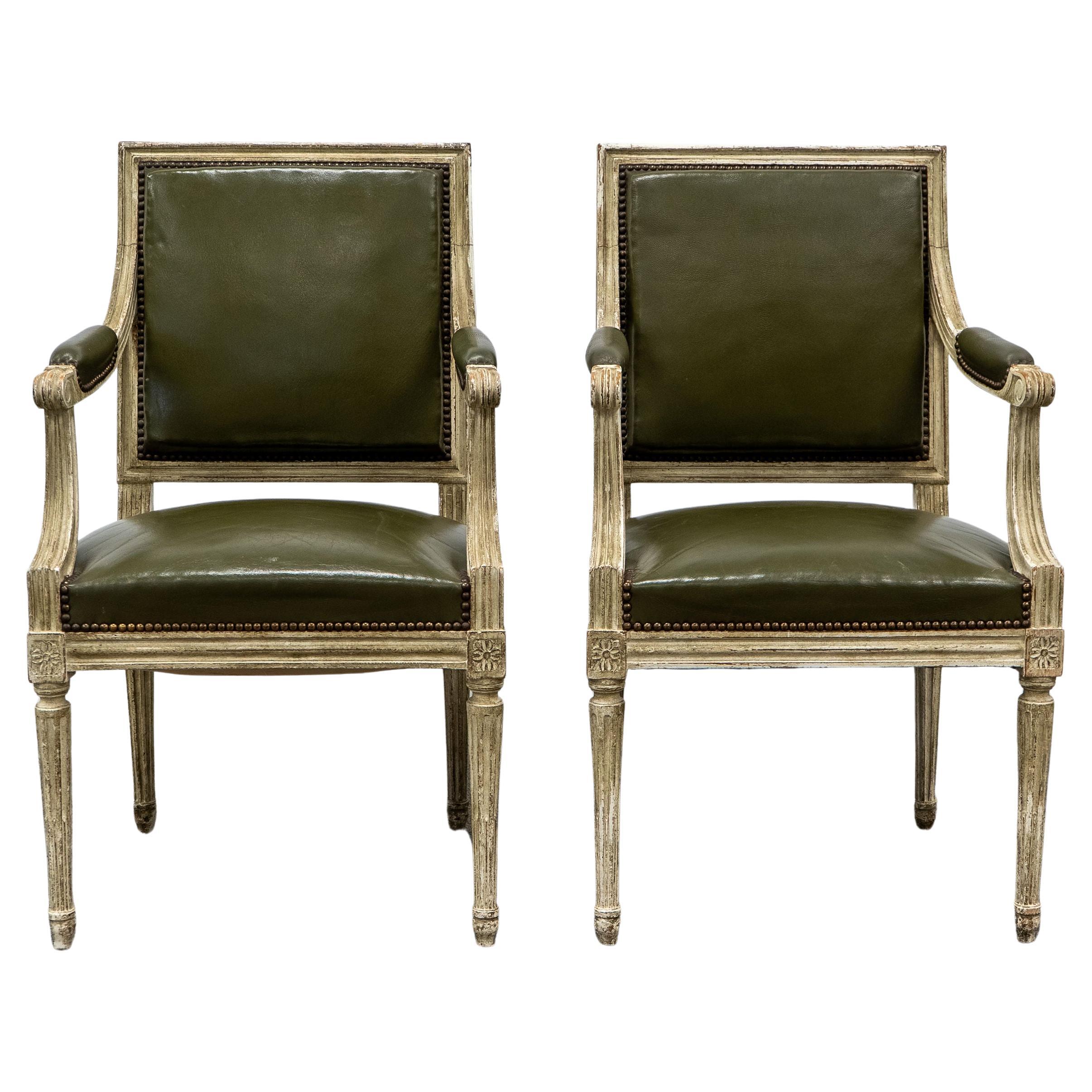 Pair of Louix XVI End Chairs For Sale
