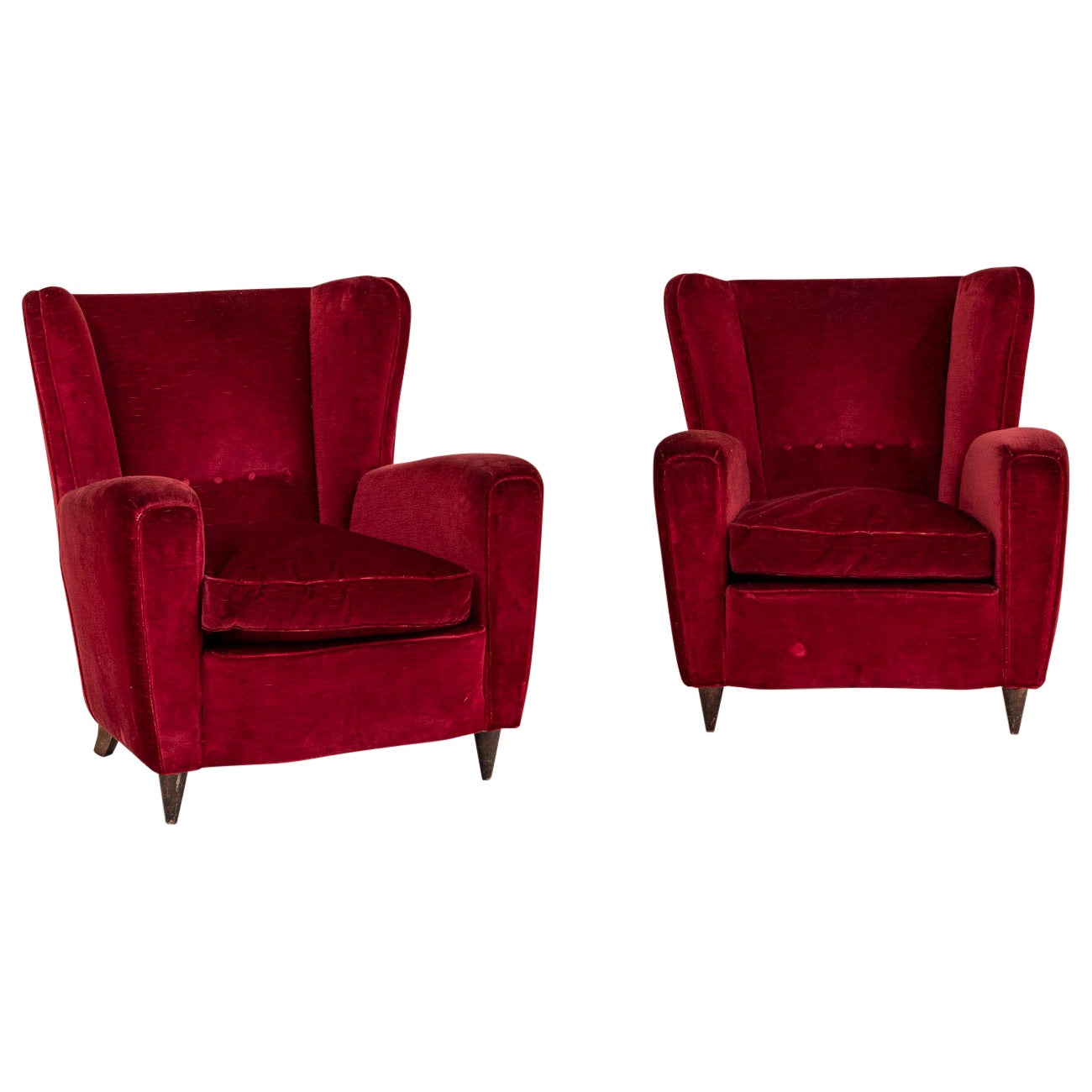 Pair of lounge armchairs attributed to Gio Ponti, Italy, circa 1950s.