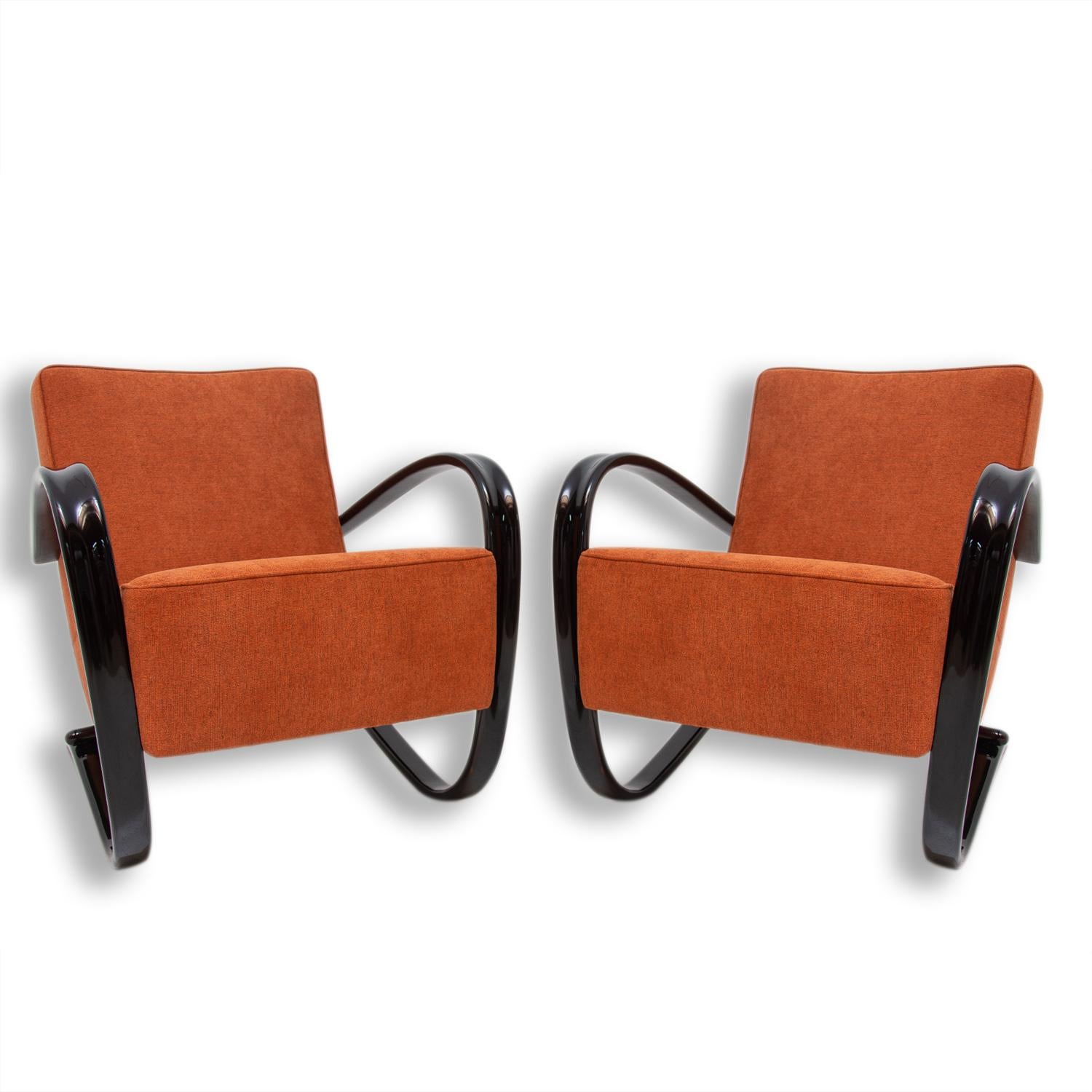 Art Deco Pair of Lounge Armchairs H-269 by Jindřich Halabala for UP Závody, 1930s