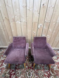 Paire de fauteuils de salon – Période 1950-1960 – Karl Laible – Oak et velours