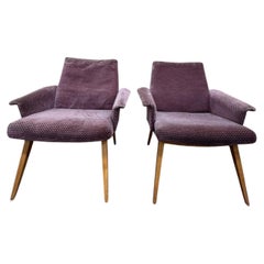 Paire de fauteuils de salon – Période 1950-1960 – Karl Laible – Oak et velours