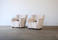 Pair of Lounge Armchairs, Upholstered in Pure Alpaca