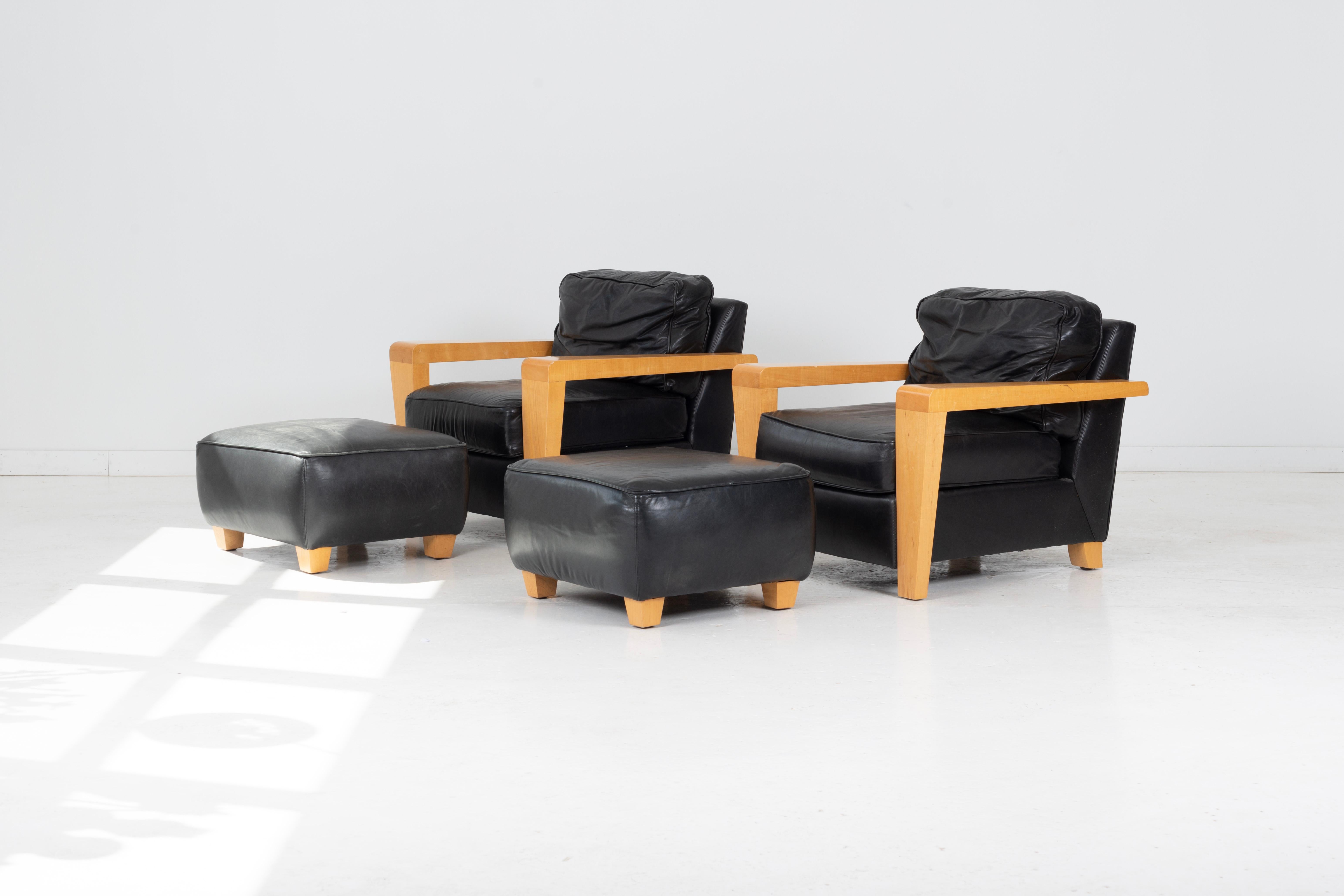 Américain Paire de fauteuils de salon et d'ottomans conçus pour Thayer Coggin en vente