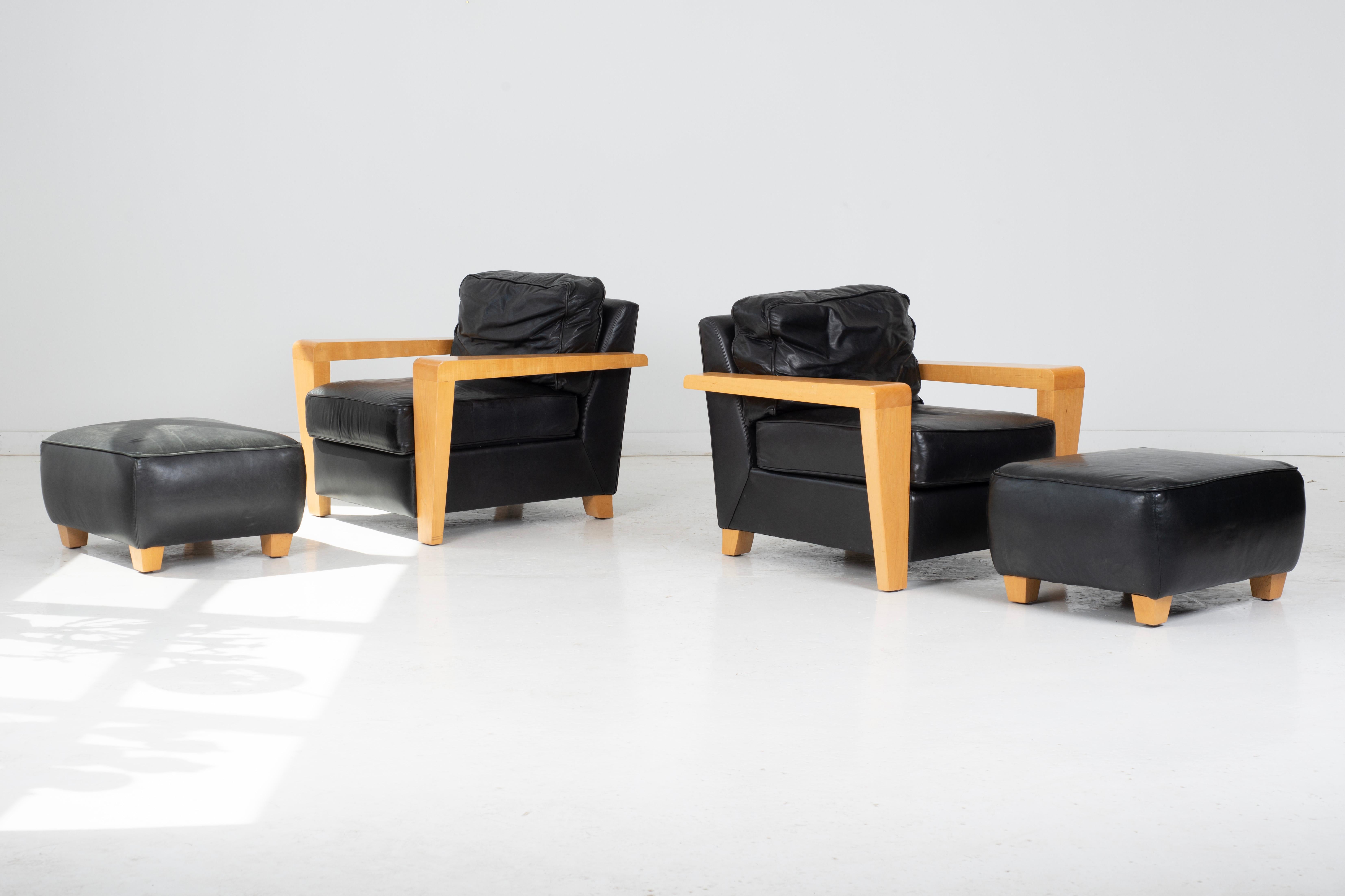 Paire de fauteuils de salon et d'ottomans conçus pour Thayer Coggin Bon état - En vente à Chicago, IL