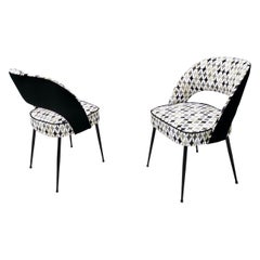 Pair of Lounge Chair by Gabetti with Black and White Patterned Fabric, Italy
