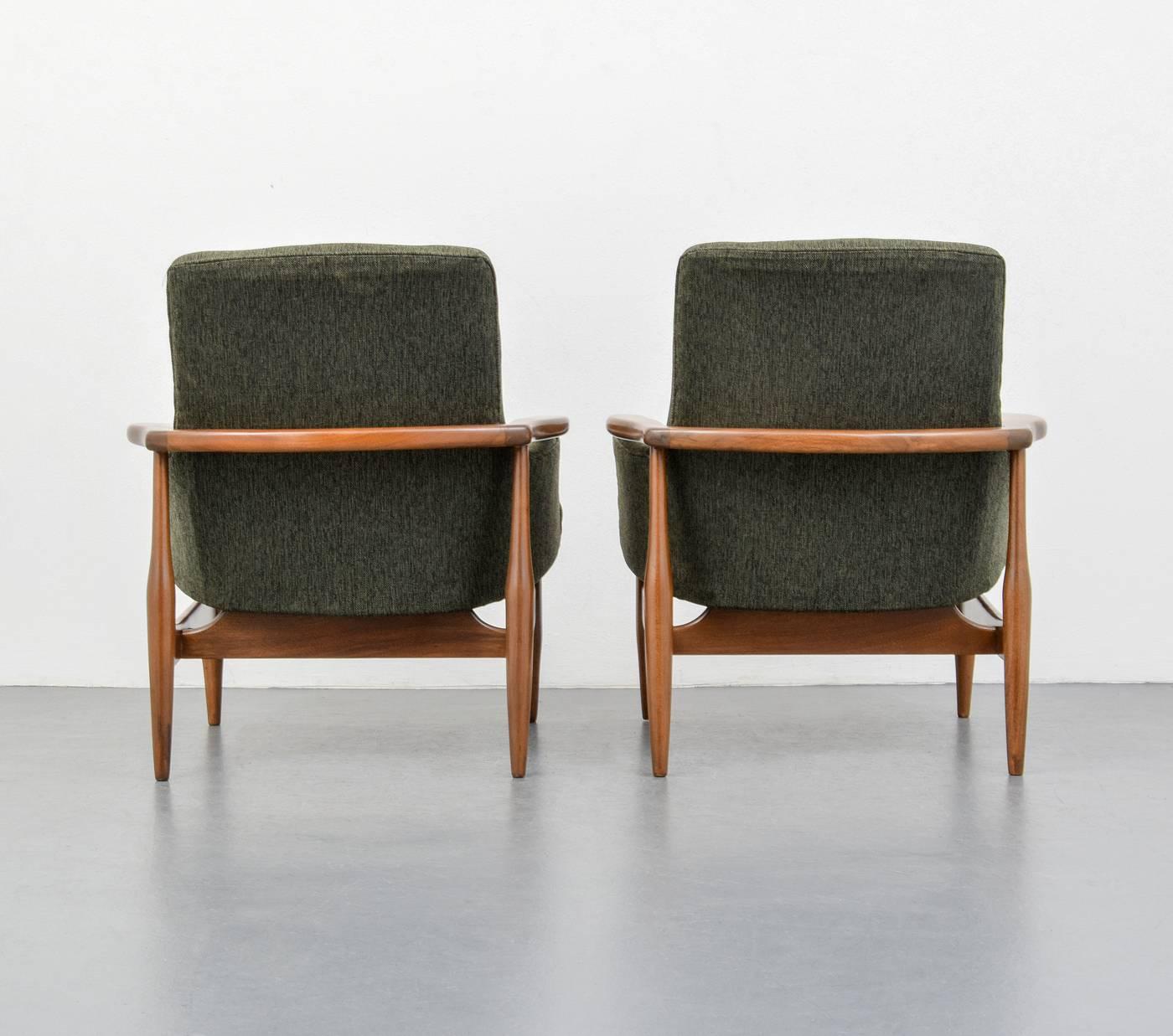 Danish Pair of Lounge Chairs in the Manner of Finn Juhl