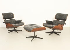 Pair of Lounge Chairs and Ottoman by Charles and Ray Eames