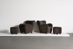Pair of Lounge Chairs / Armchairs and Ottomans, Upholstered in Pure Alpaca